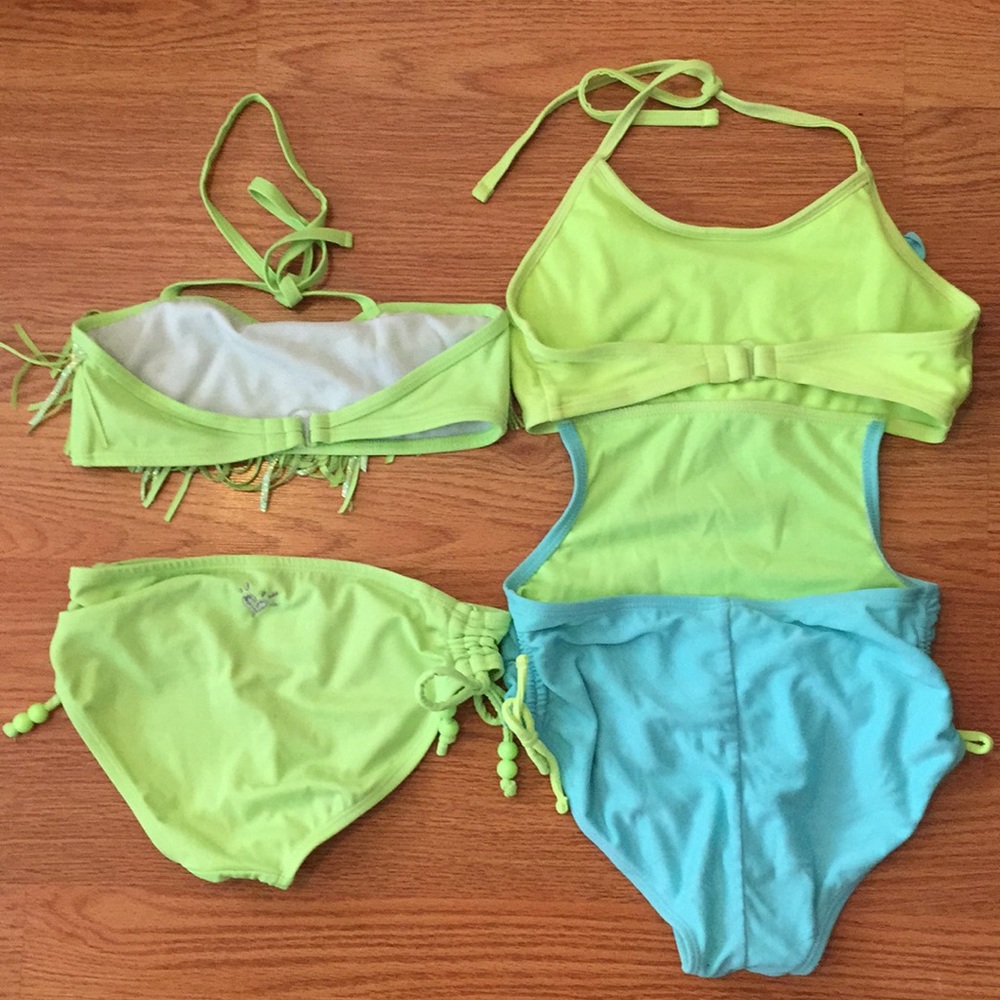 Justice Florescent girls bathing suit Sz 8 - Picture 2 of 6